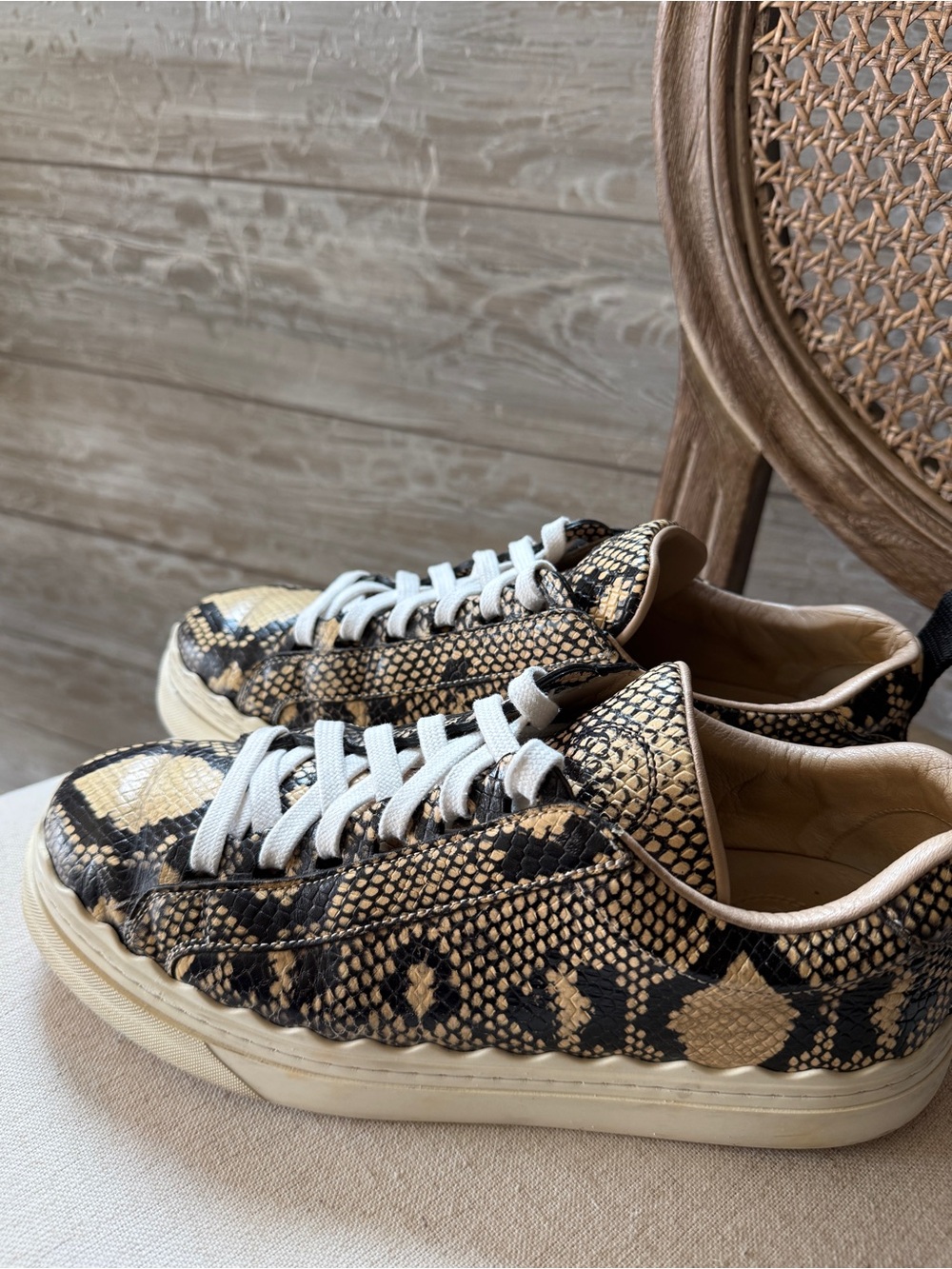 Chloé Snake Skin Low Top Sneakers Size 39 Women 8.5 Men 6.5